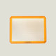 Yellow baking tray with a white surface on a white background