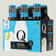 6-pack of Q Premium Club Soda with blue and black packaging.