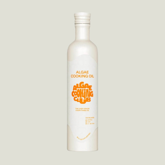 Bottle of Algae Cooking Oil on a white background