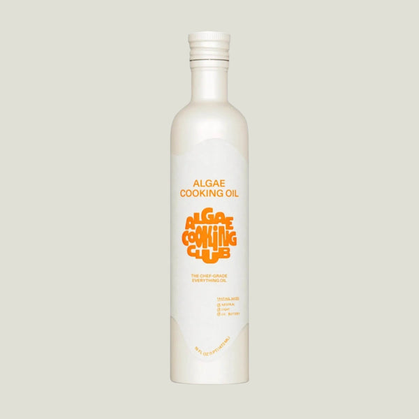 Bottle of Algae Cooking Oil on a white background