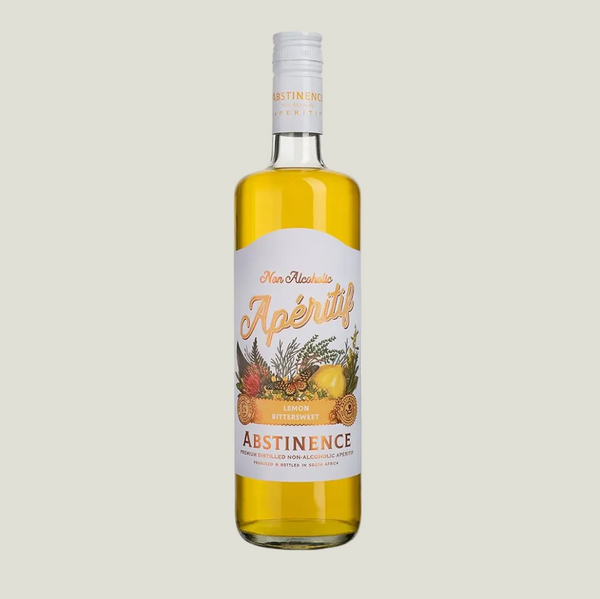 Bottle of Apéritif Abstience on a white background