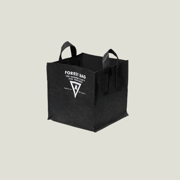 Black rectangular medium grow bag with handles on a white background