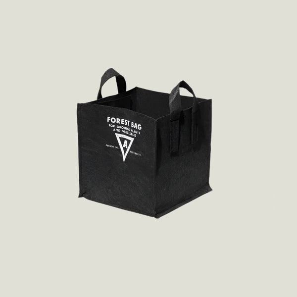 Black rectangular medium grow bag with handles on a white background