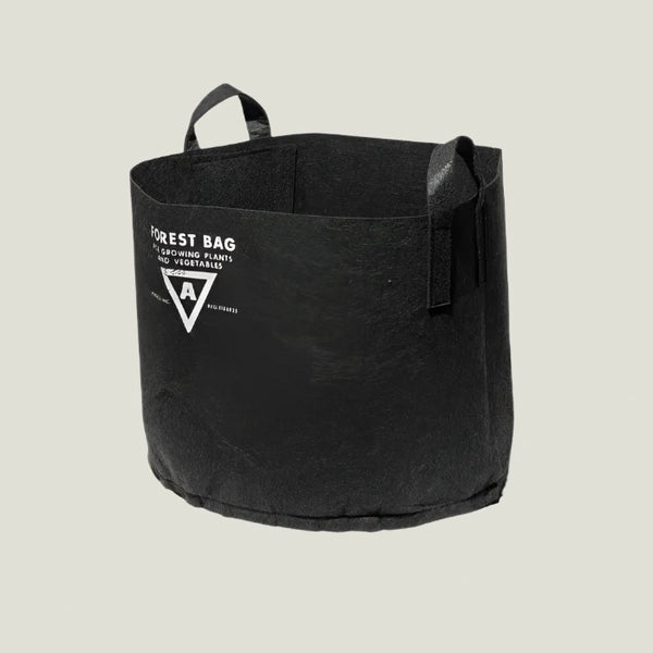 Black round large fabric bag with handles on a white background