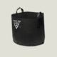 Black round large fabric bag with handles on a white background
