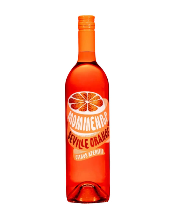 Bottle of Dommemer Seville Orange wine on an orange background